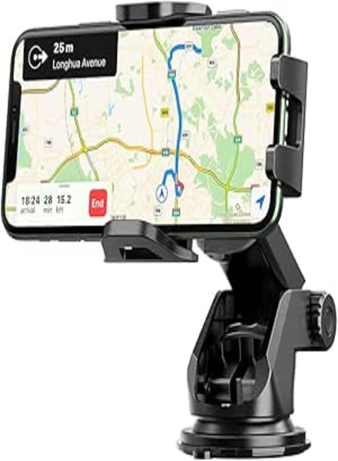 Hoco ca76 - touareg one-touch center console car holder compatible with iphone samsung xiaomi oppo huawei (suitable for mobile 4.5-6.5 inch) - black